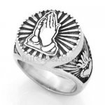 FSR14W29 put palms together devoutly prayer ring