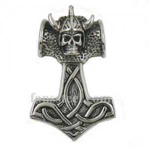 FSP16W03 Thors Hammer Vikinghead big pendant