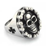 FSR13W99 motor cycle chain cross gothic skull biker ring