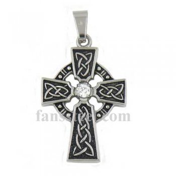 FSP14W85 knot celtic cross pendant with cz