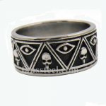 FSR13W48 triangle skull all seeing eye band ring