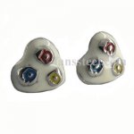 enamel flower heart earring FSE14PR11