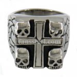 FSR02W75 Stone-style 4 Skulls Cross Signet Ring 