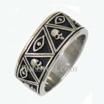 FSR13W48 triangle skull all seeing eye band ring