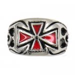 FSR10W65R  flame iron german cross Ring 