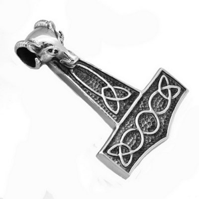 FSP16W96 celtic wolf head thor hammer Pendant