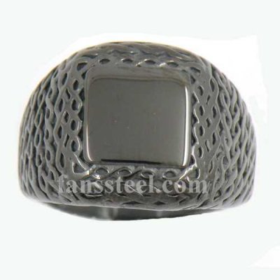 FSR13W19B wave grid square signet ring