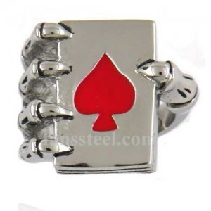 FSR10W62R claw hand hold heart ace biker Ring