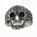 FSR10W52 flower skull biker Ring 