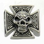 FSR07W68 Skull Maltese Cross Signet biker Ring 