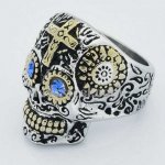 FSR13W15GBL gear eye sunflower mechanic skull ring