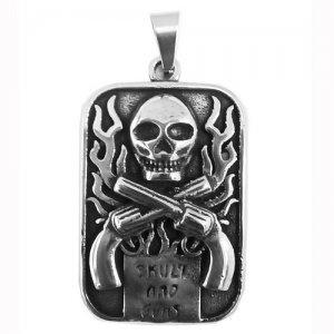 FSP19W54 Gun Skull Pendant