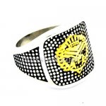 FSR13W22 dotted king lion head outline signet ring