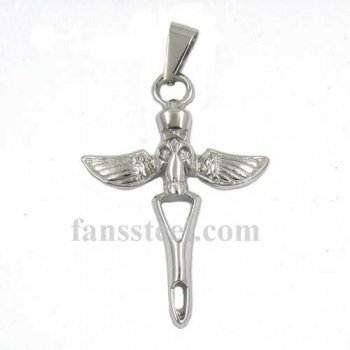 FSPR14017 skull with wing biker pendant