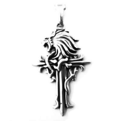 FSP19W14 Cross Sord Lion Pendant