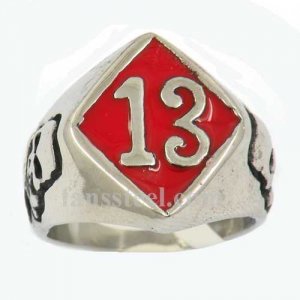 FSR10W24R thirteen 13 with cross skull biker ring