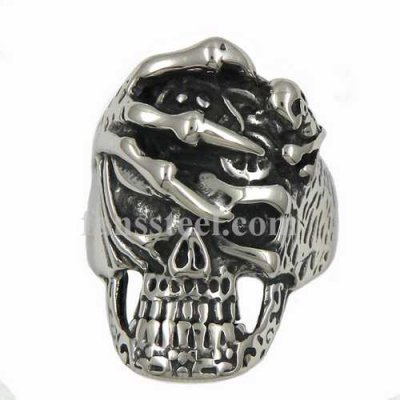 FSR13W82 claw press on skull ring