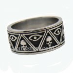 FSR13W48 triangle skull all seeing eye band ring