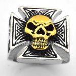 FSR07W68G Skull Maltese Cross Signet biker Ring 