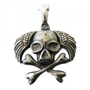FSP18W84 Cross Bone Wings Skull Pendant