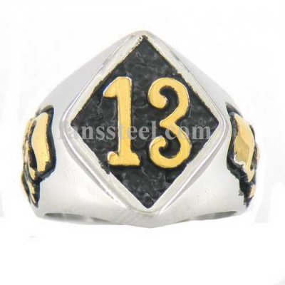 FSR10W24G thirteen 13 with cross EVIL skull biker ring