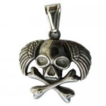 FSP18W84  Cross Bone Wings Skull Pendant