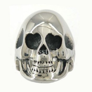 FSR09W02 teeh open smiling skull ring