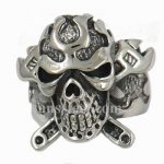 FSR11W78 cross spanner wrench flame skull ring