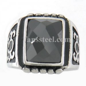 FSR10W96B Tribal flower with Black CZ ring