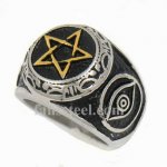 FSR13W86G eye jewish masonic blazing star ring