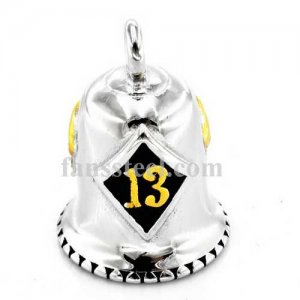 FSP17W93G diamond 13 skull rider bell biker Pendant