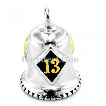 FSP17W93G diamond 13 skull rider bell biker Pendant