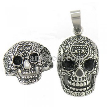 FST00W06 flower teeth skull Ring pendant sets