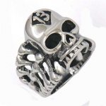 FSR11W75 hollow bony ribs 13 skull biker ring
