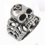 FSR11W75 hollow bony ribs 13 skull biker ring