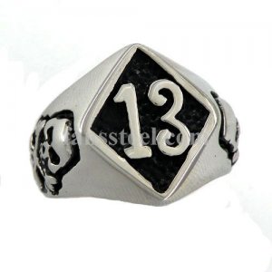 FSR10W24 thirteen 13 with cross skull biker ring