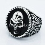 FSR14W22 cross on head skull ring