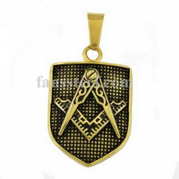 FSP16W79GB Shield shape masonic pendant