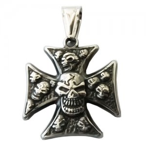 FSP18W75 Skulls Cross Pendant