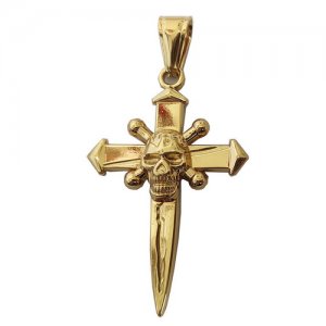 FSP18W51 Cross Sord Skull Pendant