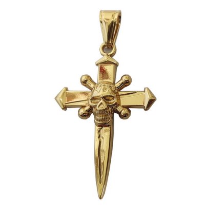 FSP18W51 Cross Sord Skull Pendant