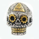 FSR12W69G triangle evil eye skull biker Ring