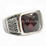 FSR10W95R Greek key with Garnet CZ ring