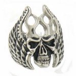 FSR09W12 Flame wing skull Biker ring