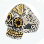 FSR12W69G triangle evil eye skull biker Ring