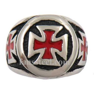 FSR09W94R red German Iron christ cross military ring