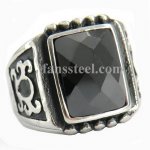 FSR10W96B Tribal flower with Black CZ ring 