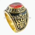 FSR10W28 military ring United states Army American eagle spirit ring orange stone CZ 