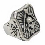 FSR14W02 Freemasonry all seeing eyes skull ring