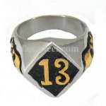 FSR10W24G thirteen 13 with cross EVIL skull biker ring 